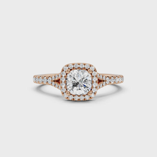 ROSY-Hidden Halo-14K Rose Gold Diamond Engagement Ring